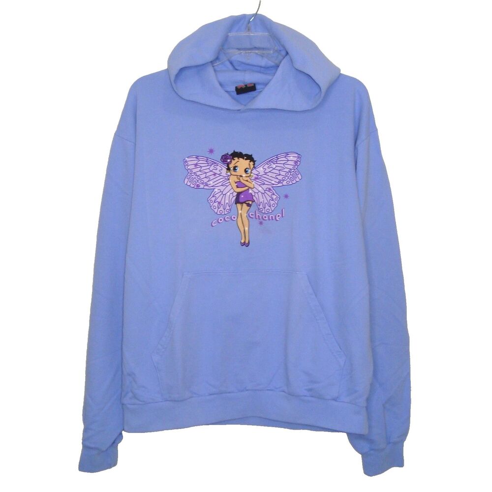 NEW! MEGA YACHT Betty Boop Fairy Coco French Terry Hoodie Purple USA